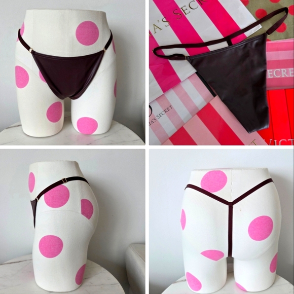 Victoria's Secret Other - Victoria's Secret Very Sexy Faux Leather Adjustable Strappy Thong Panty NWT